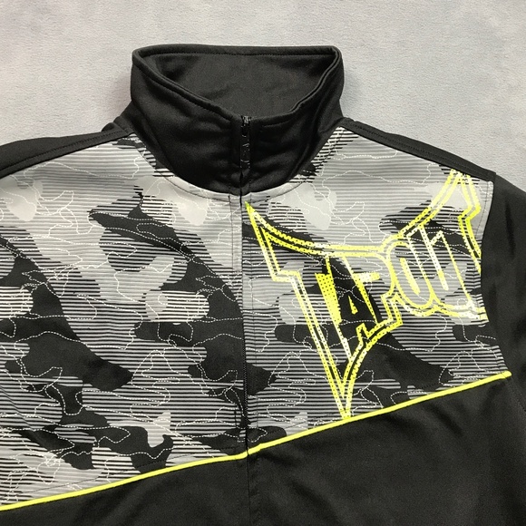 TAP OUT Jacket Full Zip Mens Large Slim Black Stretch Track TapOut Gym Workout - Picture 4 of 11